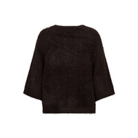 Red Button Cardigan Fuzzy Poncho Espresso