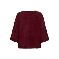 Red Button Cardigan Fuzzy Poncho Darkberry
