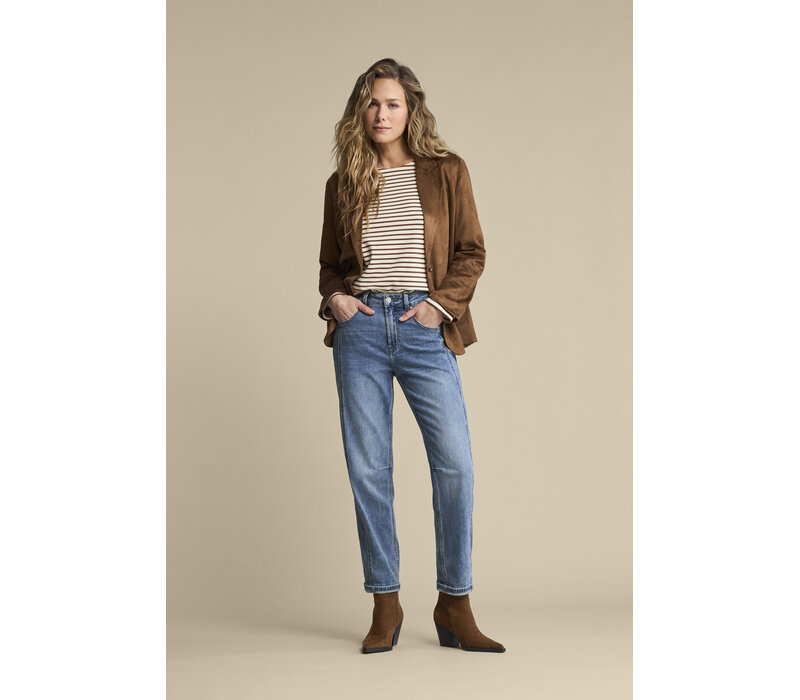 Red Button Terry Stripe Creme Praline