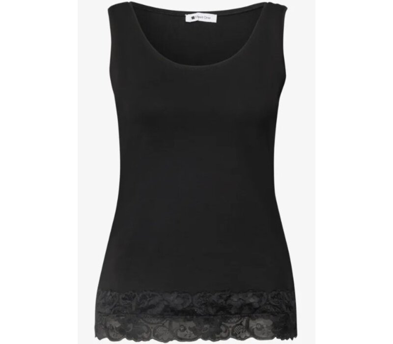 Street One Basic Top with Lace Cuff Black