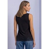 Street One Basic Top with Lace Cuff Black