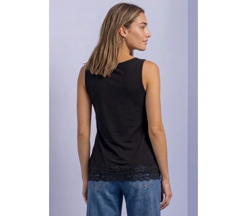 Street One Basic Top with Lace Cuff Black
