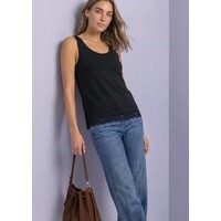 Street One Basic Top with Lace Cuff Black