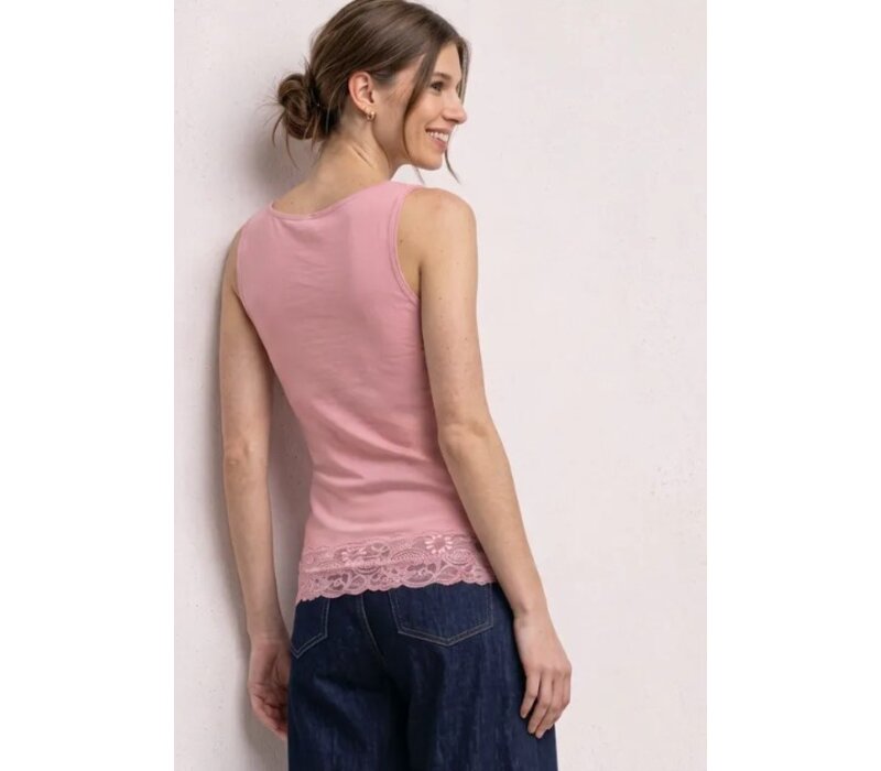 Street One Basic Top with Lace Cuff Vintage Blush