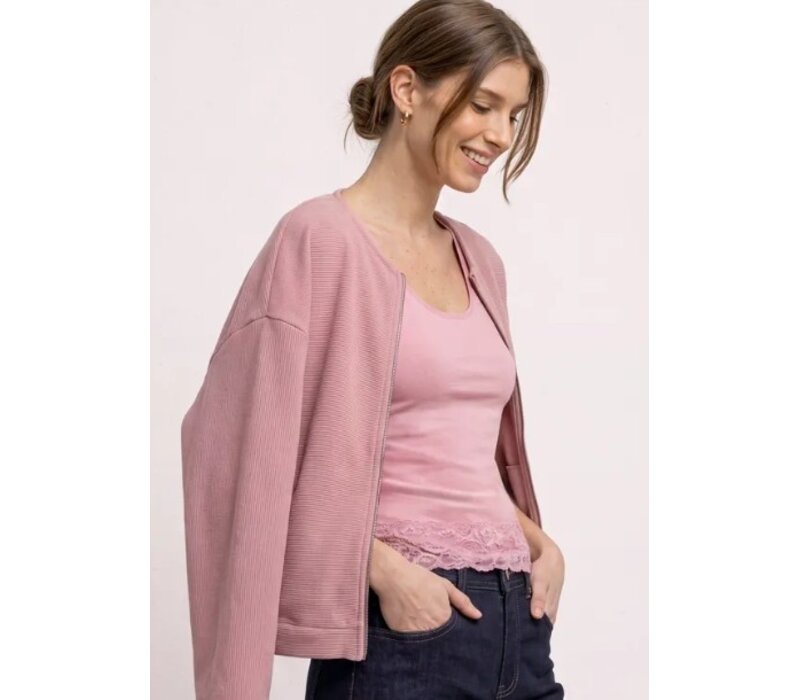 Street One Basic Top with Lace Cuff Vintage Blush