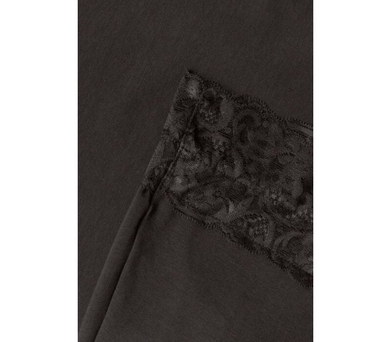 Street One Basic Top with Lace Cuff Black Coffee