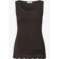 Street One Basic Top with Lace Cuff Black Coffee