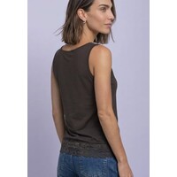 Street One Basic Top with Lace Cuff Black Coffee