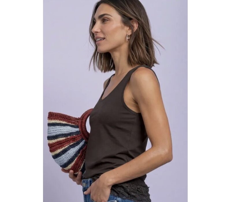 Street One Basic Top with Lace Cuff Black Coffee