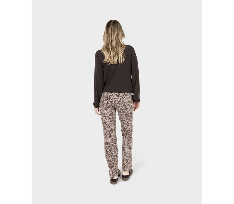 Zoso Print Travel Pant Taupe Espresso