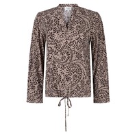 Zoso Print Travel Blouse Taupe Espresso