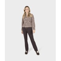 Zoso Print Travel Blouse Taupe Espresso