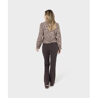 Zoso Print Travel Blouse Taupe Espresso
