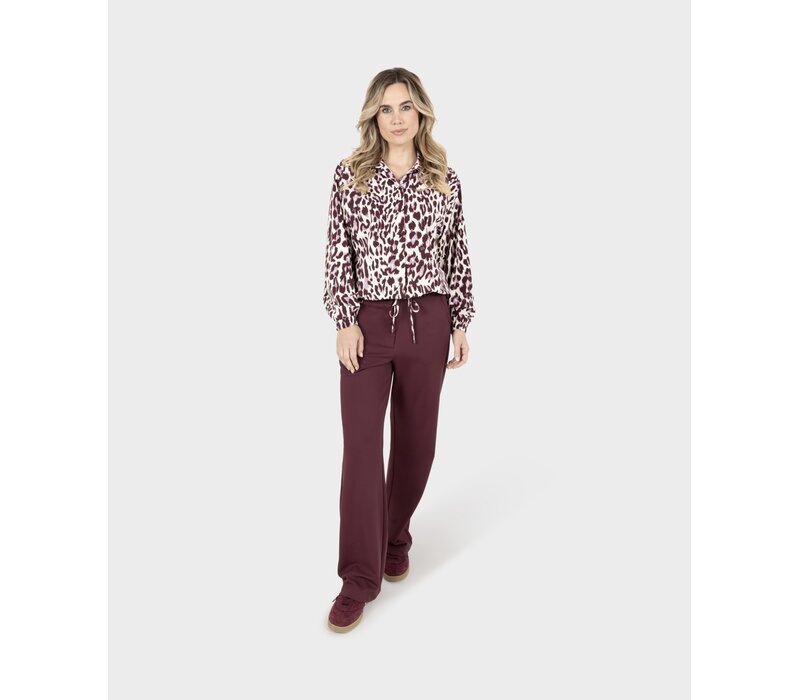 Zoso Print Travel Blouse Mauve Bordeaux