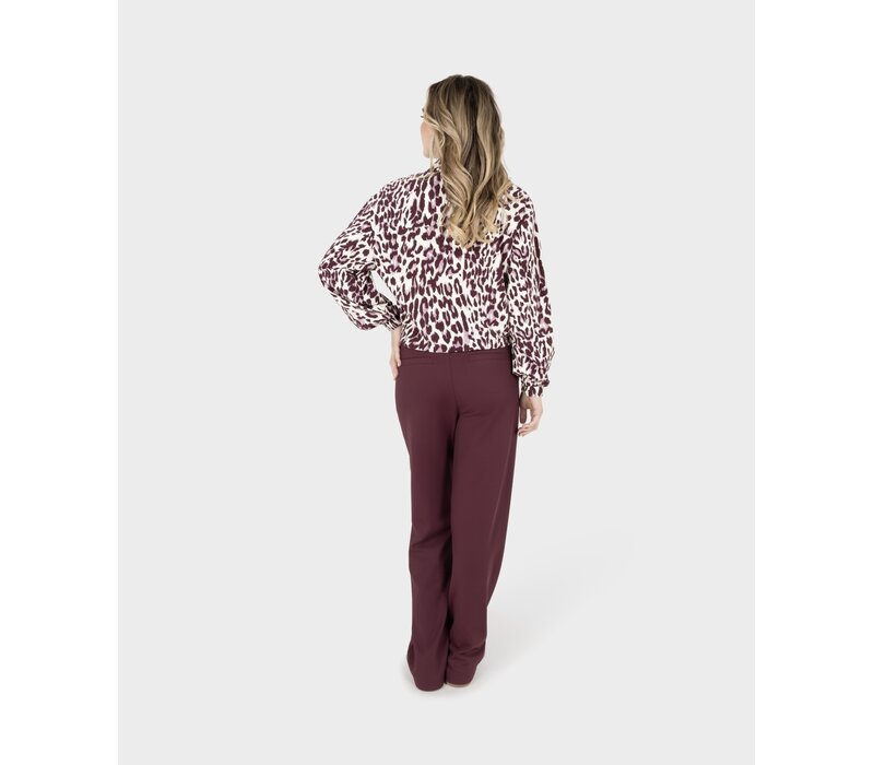 Zoso Print Travel Blouse Mauve Bordeaux