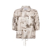 Zoso Printed Woven Blouse Ivory Espresso