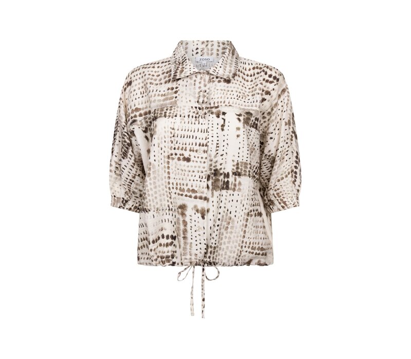 Zoso Printed Woven Blouse Ivory Espresso