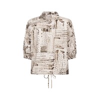 Zoso Printed Woven Blouse Ivory Espresso