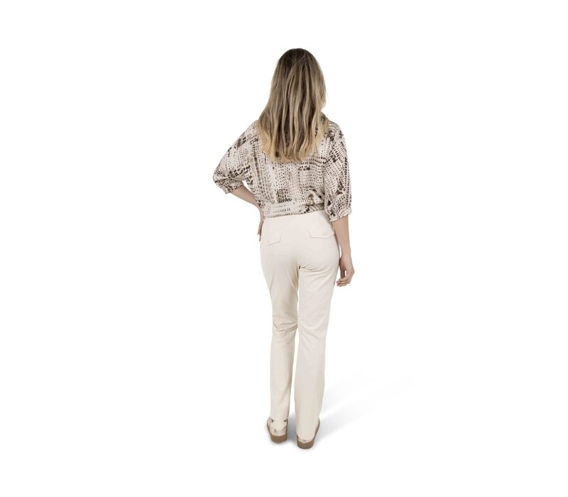 Zoso Printed Woven Blouse Ivory Espresso