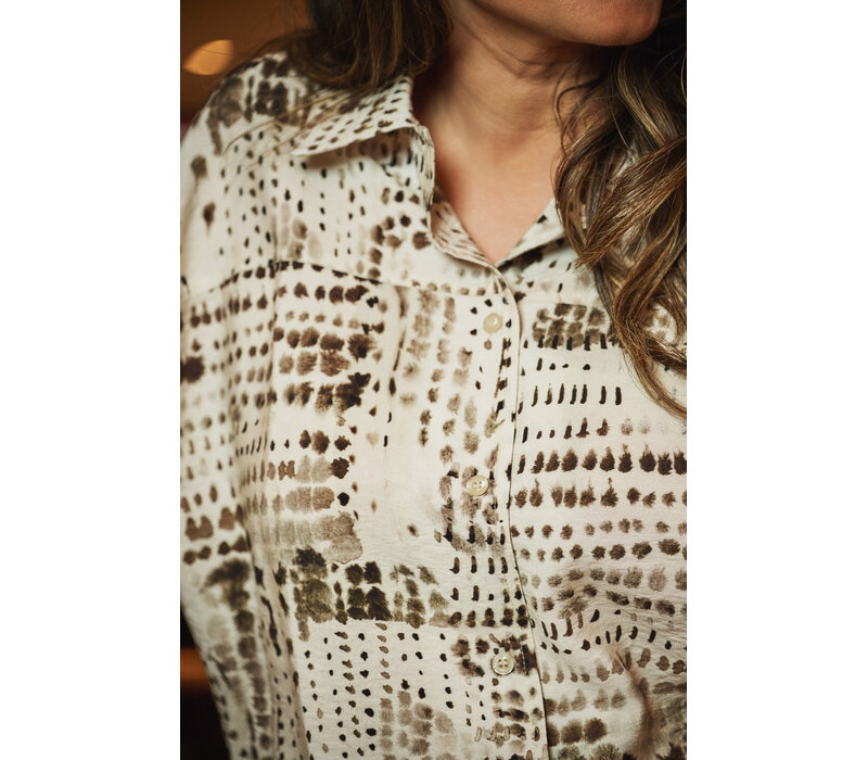 Zoso Printed Woven Blouse Ivory Espresso