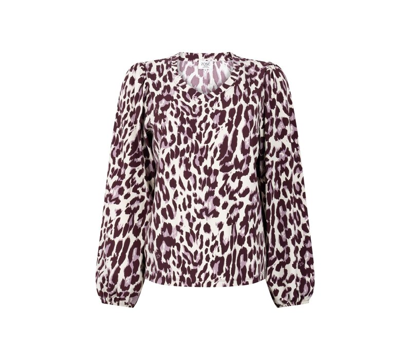 Zoso Print Travel Blouse Mauve Bordeaux