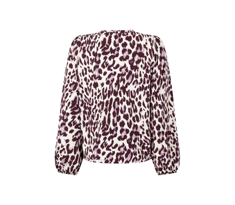 Zoso Print Travel Blouse Mauve Bordeaux