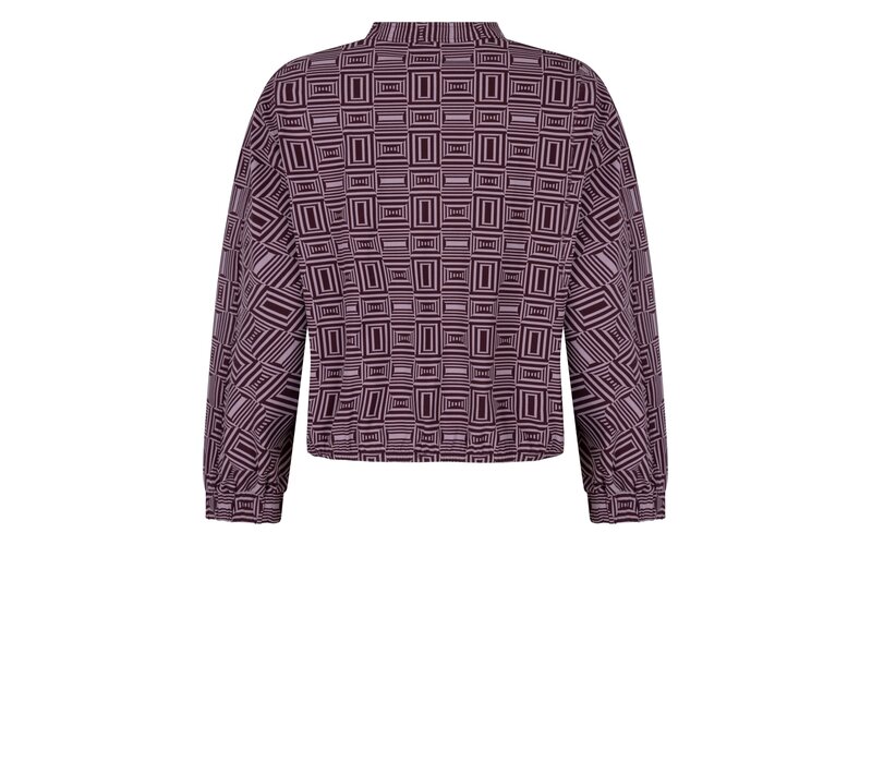 Zoso Print Travel Blouse Mauve Bordeaux
