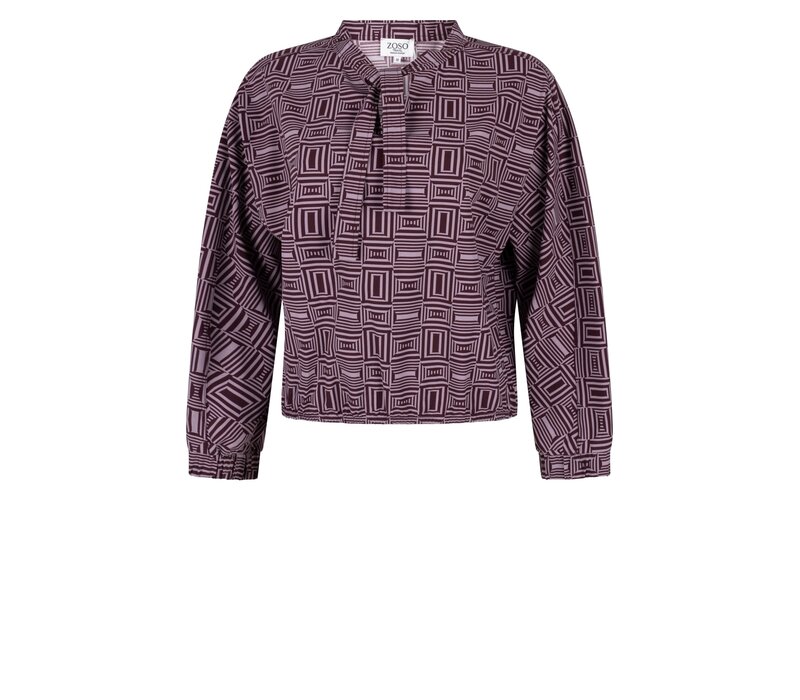 Zoso Print Travel Blouse Mauve Bordeaux