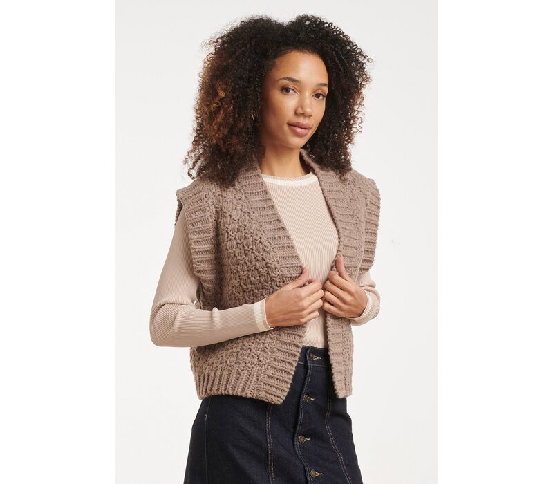 Smashed Lemon Knit Gilet Taupe