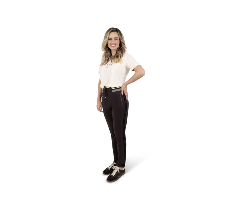 Zoso Travel Pant with Piping Espresso Black