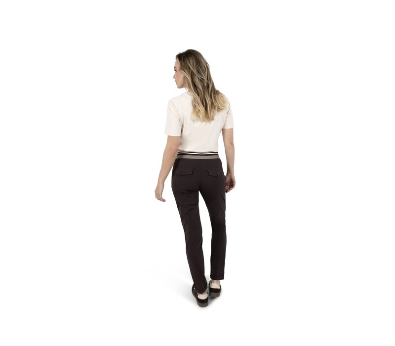 Zoso Travel Pant with Piping Espresso Black
