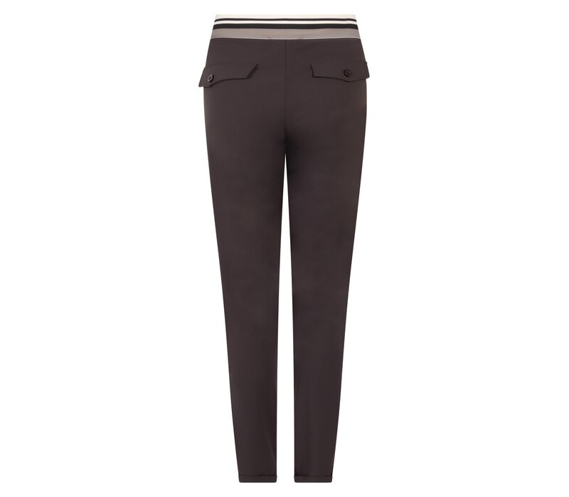 Zoso Travel Pant with Piping Espresso Black