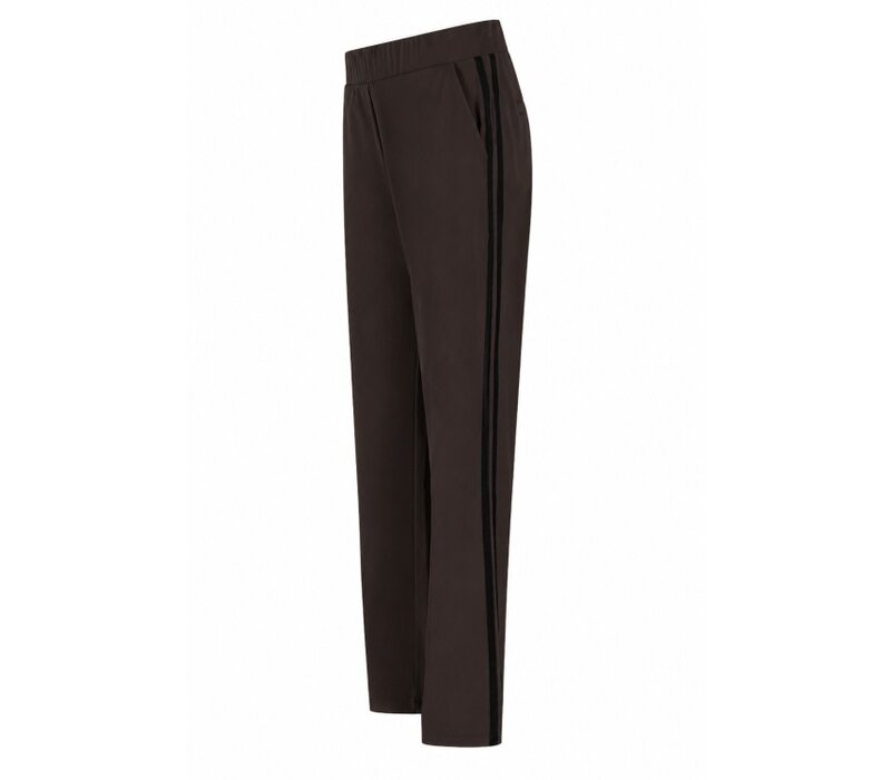 Zoso Travel Pant with Piping Espresso Black