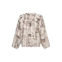 Zoso Printed Woven Blouse Ivory Espresso