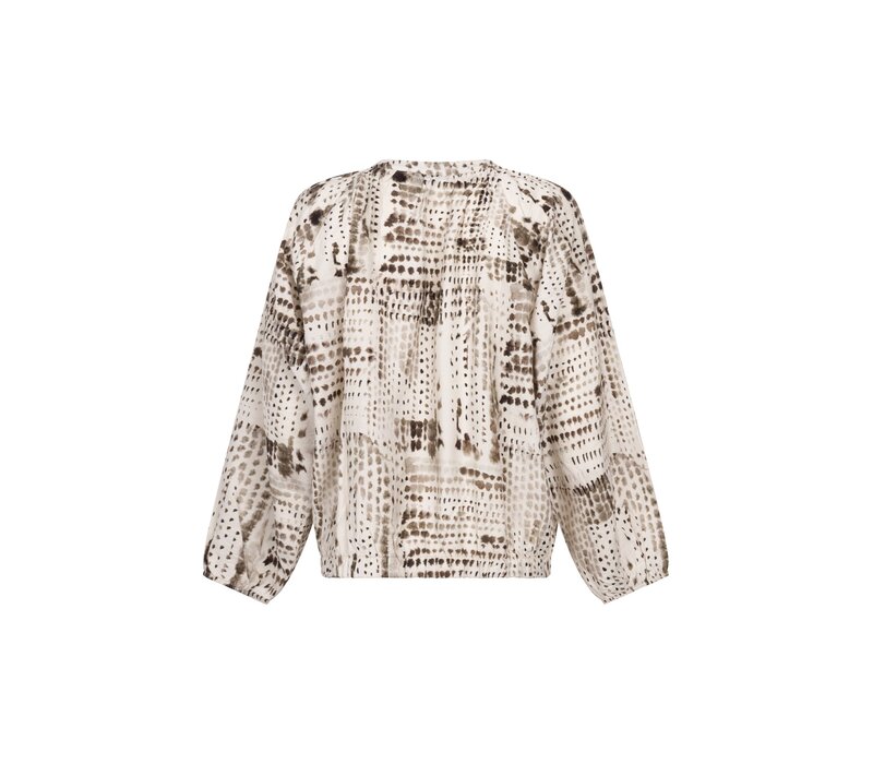 Zoso Printed Woven Blouse Ivory Espresso