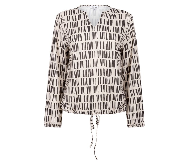 Zoso Luxury Basic Blouse Ivory Espresso