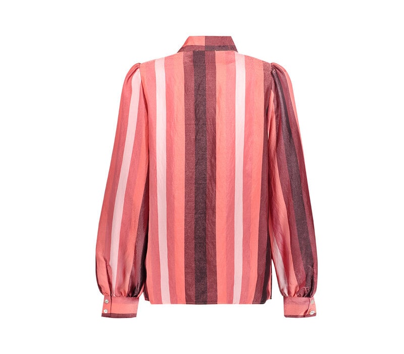 Geisha Blouse Stripes Pink Coral Burgundy