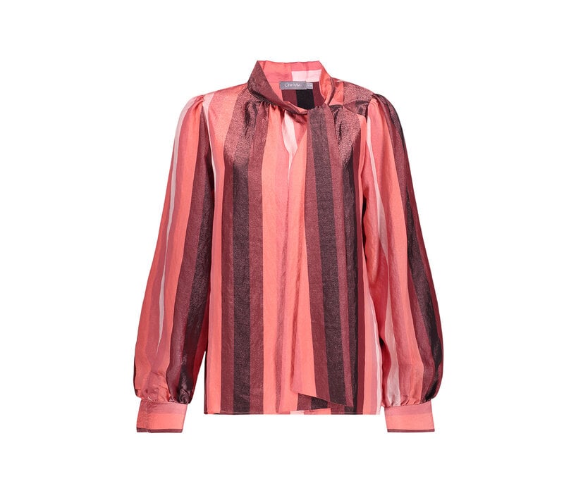 Geisha Blouse Stripes Pink Coral Burgundy