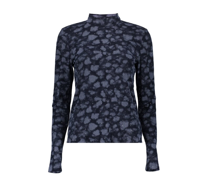 Geisha Top Turtle Rhinestones Dark Blue Silver