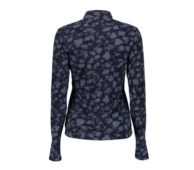Geisha Top Turtle Rhinestones Dark Blue Silver