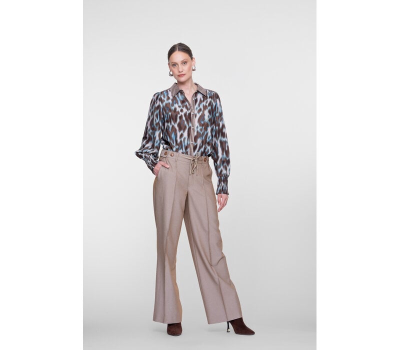 Geisha Blouse Navy Brown