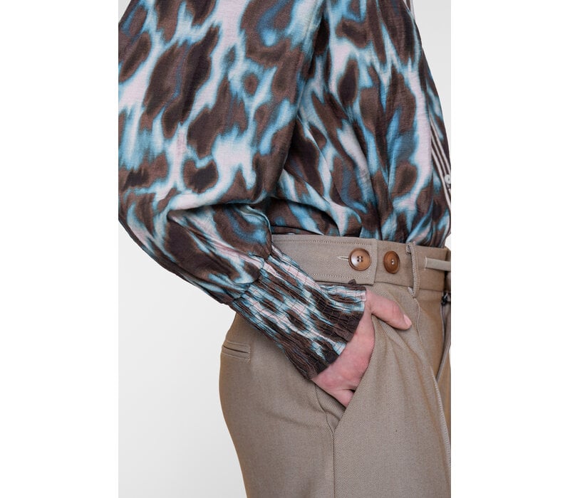 Geisha Blouse Navy Brown