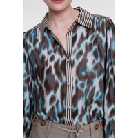 Geisha Blouse Navy Brown