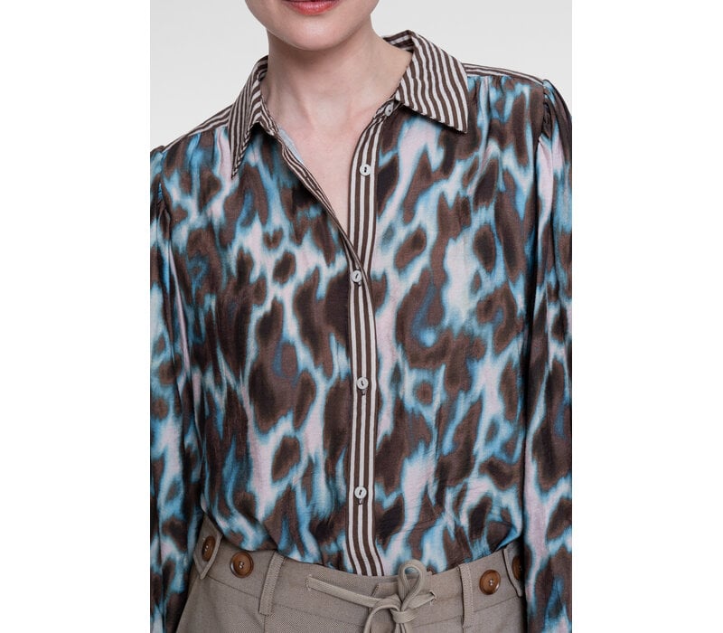 Geisha Blouse Navy Brown