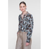 Geisha Blouse Navy Brown