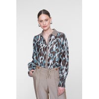 Geisha Blouse Navy Brown