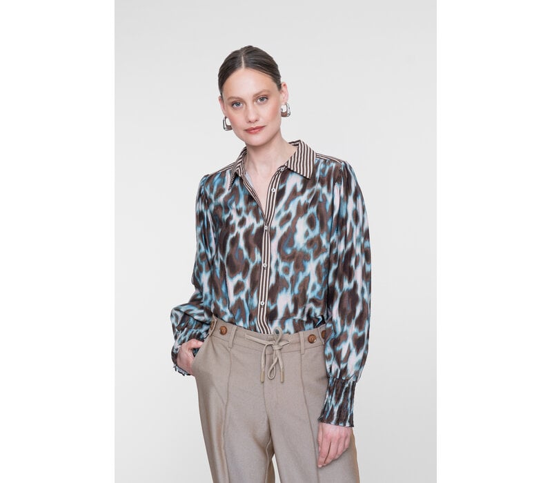 Geisha Blouse Navy Brown