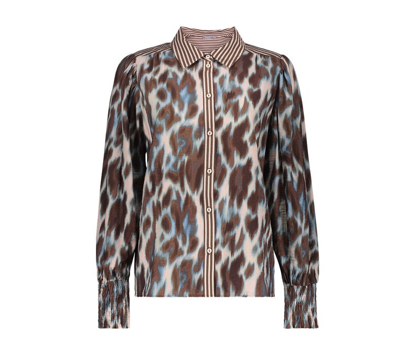Geisha Blouse Navy Brown