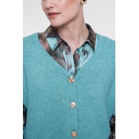 Geisha Knitted Gilet with Buttons Aqua