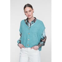 Geisha Knitted Gilet with Buttons Aqua